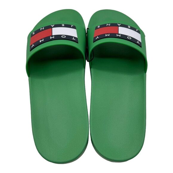 Men\'s Tommy Hilfiger Jeans Flag Pool Slide Sandals Green‎ US Size 9 NEW IN BOX main image 4